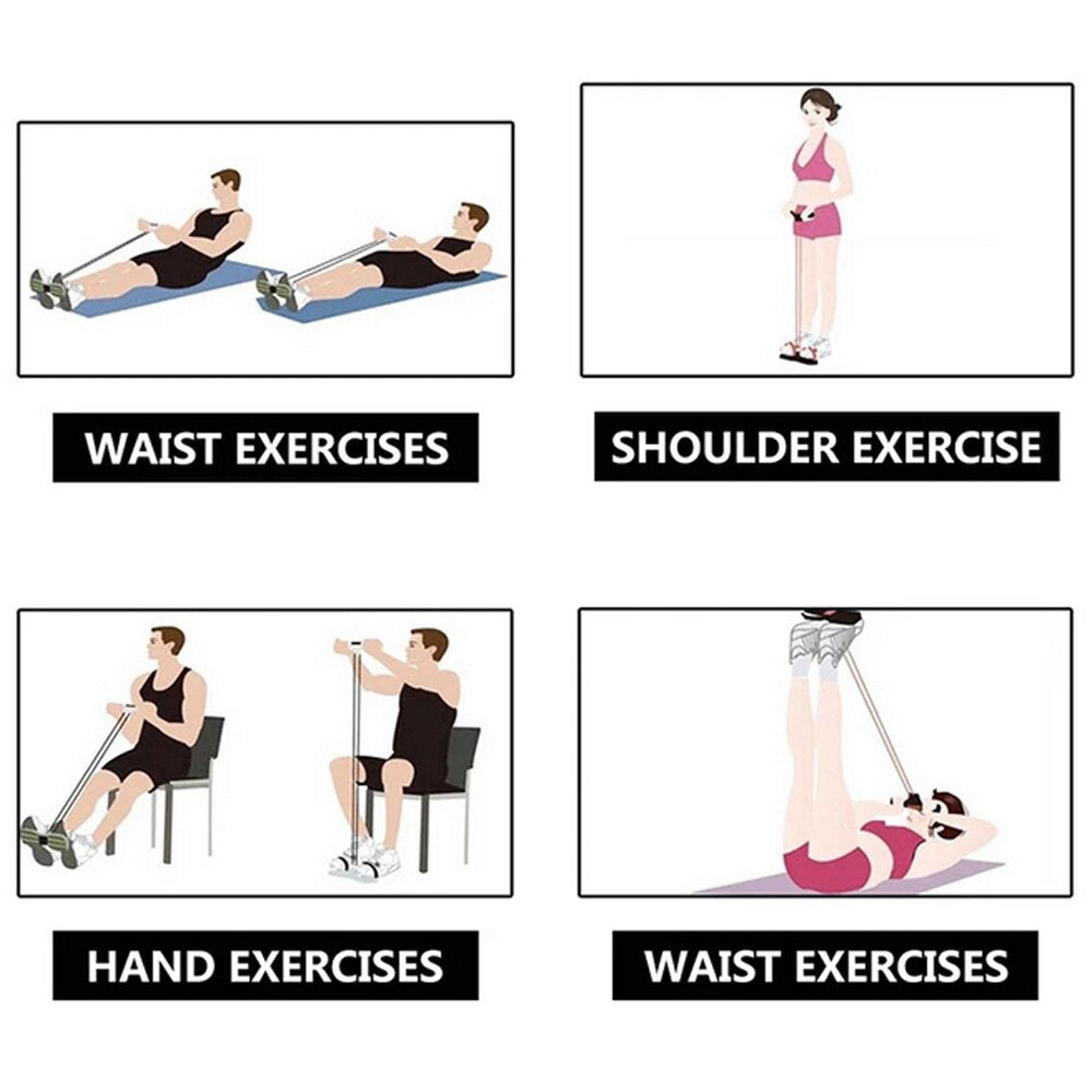 Pull Reducer Resistance Training Bands Tummy Trimmer Bally Fat Burner Body Exerciser Weight Loss Home Gym Home Workout Arm Muscle Builder Double Pull Rope Body Trimmer Pedal Exerciser Yoga Crossfit Exercise Arm Exercise Tummy Body Building Training Unisex