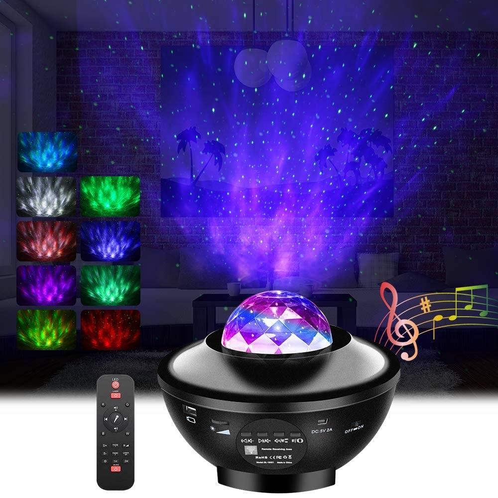 Starry Projector Light Galaxy Seen for Kids, LED Star Projector Star Lights with Remote Control, Night Light Compatible with Alexa &Google Bluetooth Speaker, Nebula Projector with Ocean Wave