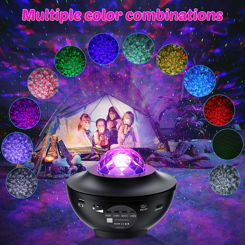Starry Projector Light Galaxy Seen for Kids, LED Star Projector Star Lights with Remote Control, Night Light Compatible with Alexa &Google Bluetooth Speaker, Nebula Projector with Ocean Wave