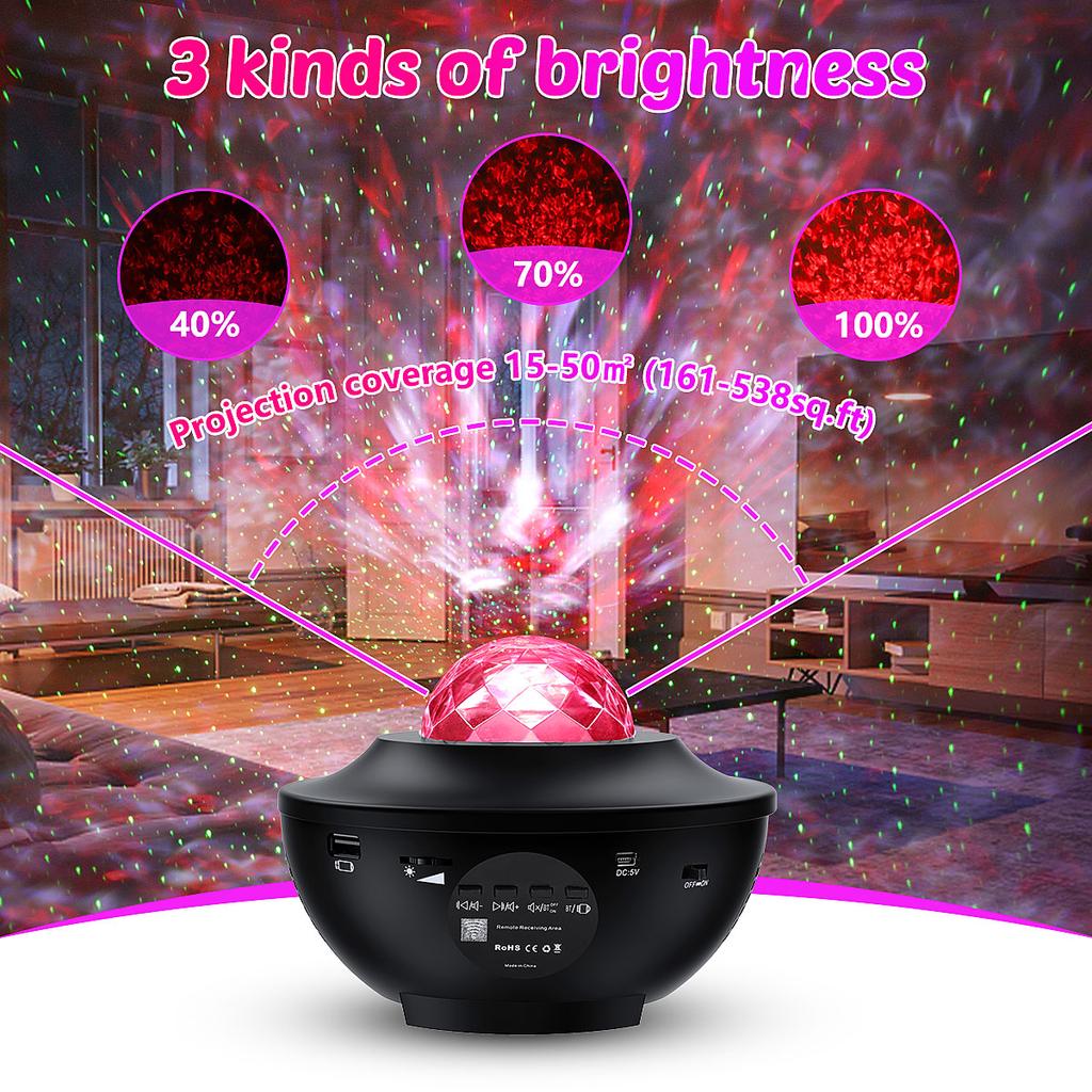 Starry Projector Light Galaxy Seen for Kids, LED Star Projector Star Lights with Remote Control, Night Light Compatible with Alexa &Google Bluetooth Speaker, Nebula Projector with Ocean Wave