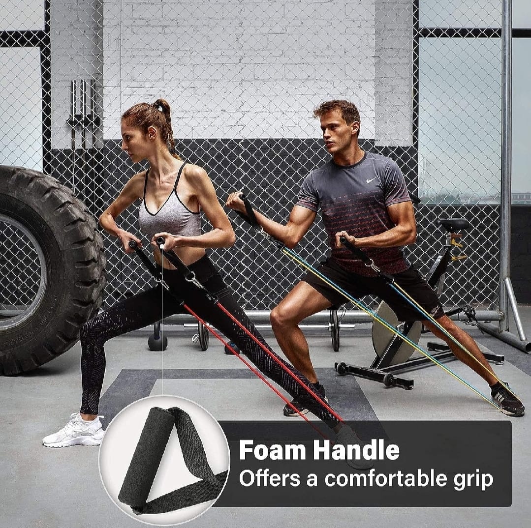 11 Piece Power Resistance Band Set Strength Training Yoga Sports Fitness Band Equipment for Men and Women