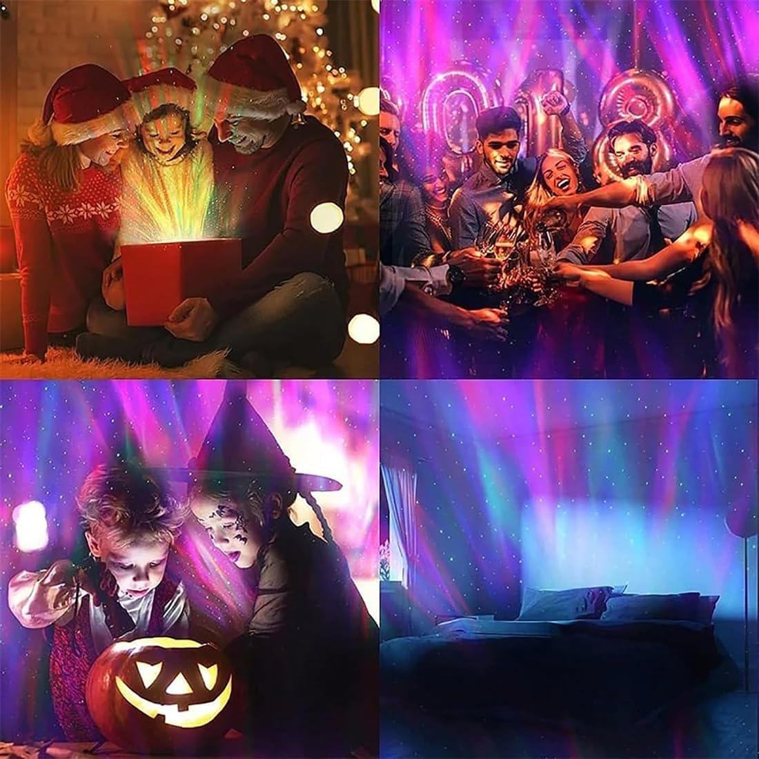 LED Starry Galaxy Projector Night Light Rotating Star Moon Lamp Bedroom Aurora Projector Light Atmosphere Decor Lamps Gift Light ( With Remote )