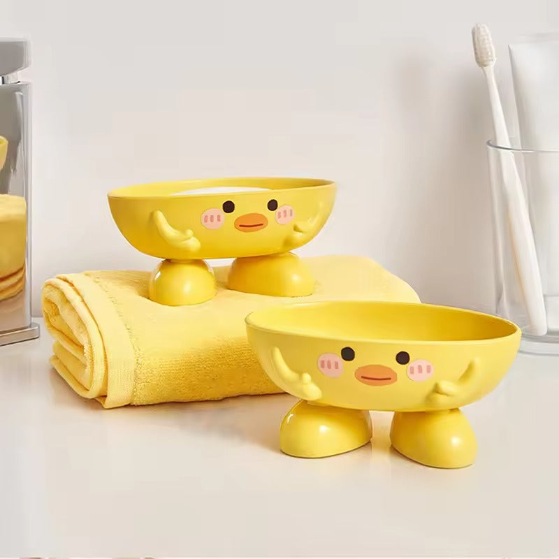 Cartoon Holder Shape Soap Box Drain Soap Holder Bathroom Shower Drain Soap Dish Soap Storage Container(yellow color)