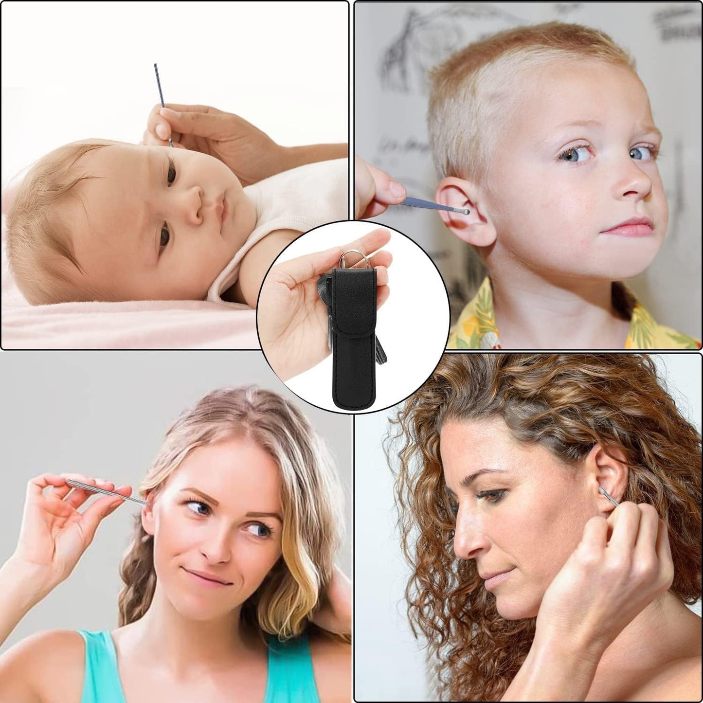 Ear Wax Cleaning Kit, 6 Pcs Ear Pick Tools, Wax Removal Kit, Ear Cleaning Tool Set, Spring Earwax Cleaner Tool for Children and Adult Multicolor