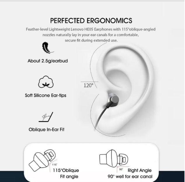 Lenovo HE05 Wireless Neckband Bluetooth 5.0 Headphone Wireless Headset With Heavy Bass Stereo Earphones High Quality Magnetic Attraction Intelligent Noise Reduction Cancelling Sports Headset