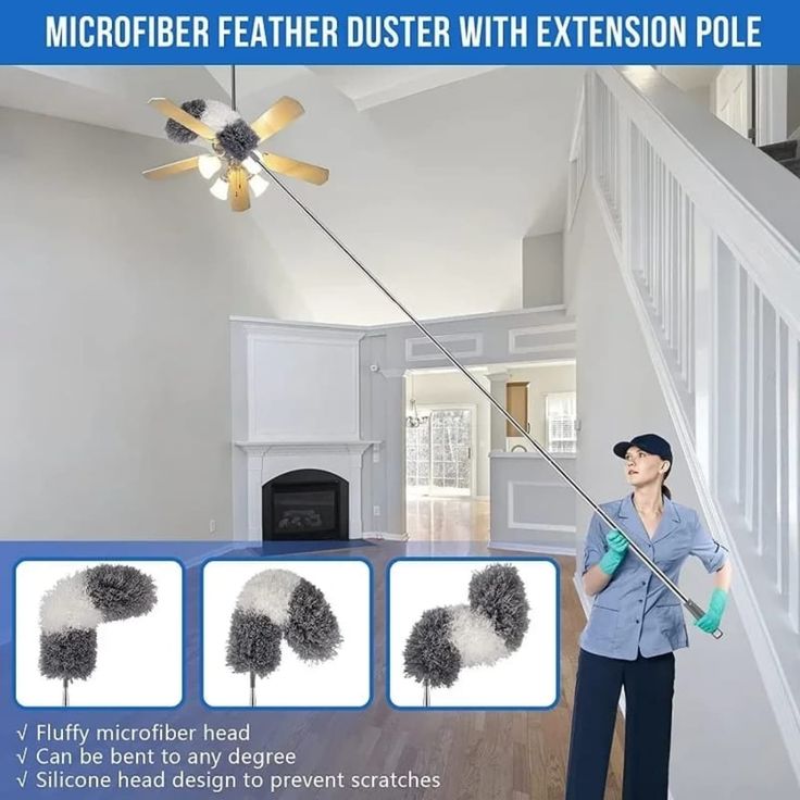 280cm Telescoping Duster, Extendable Microfiber Duster 100