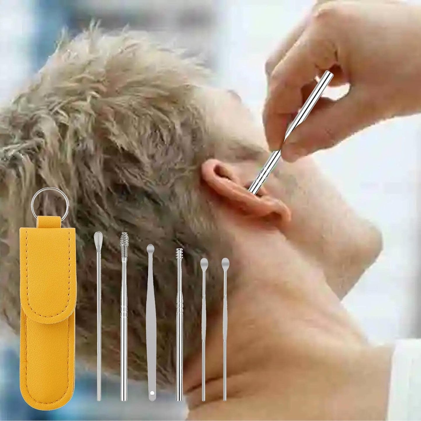 Ear Wax Cleaning Kit, 6 Pcs Ear Pick Tools, Wax Removal Kit, Ear Cleaning Tool Set, Spring Earwax Cleaner Tool for Children and Adult Multicolor