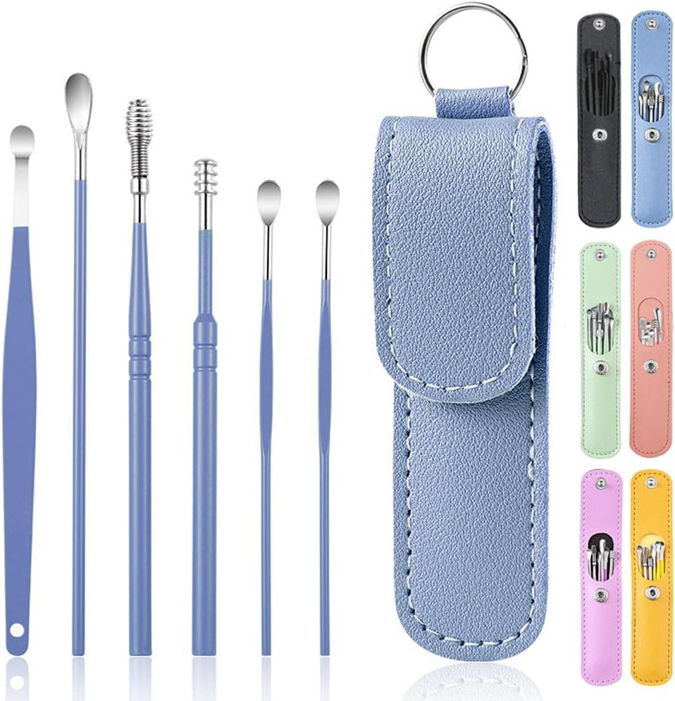 Ear Wax Cleaning Kit, 6 Pcs Ear Pick Tools, Wax Removal Kit, Ear Cleaning Tool Set, Spring Earwax Cleaner Tool for Children and Adult Multicolor