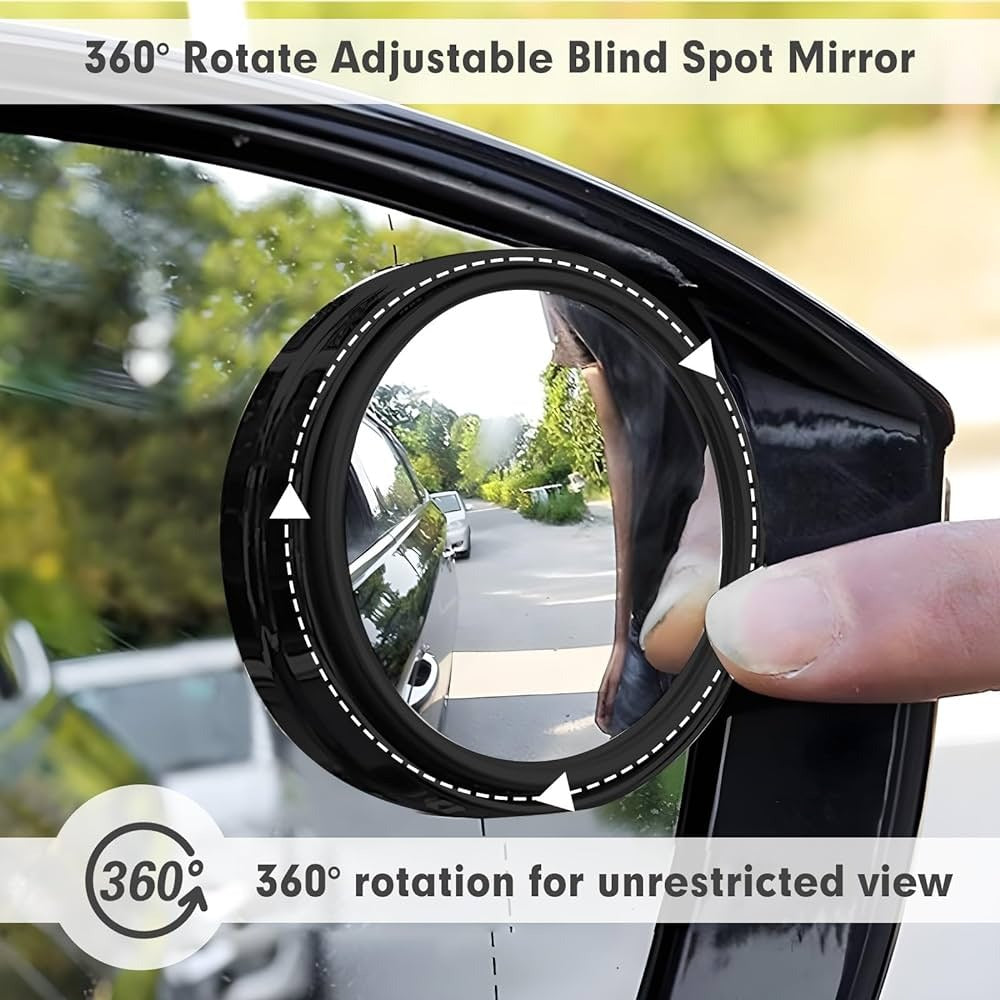 2Pcs Blind Spot Mirror for Car, 360 Degree Universal Rear View Wide-Angle Waterproof Blind Spot Lens
