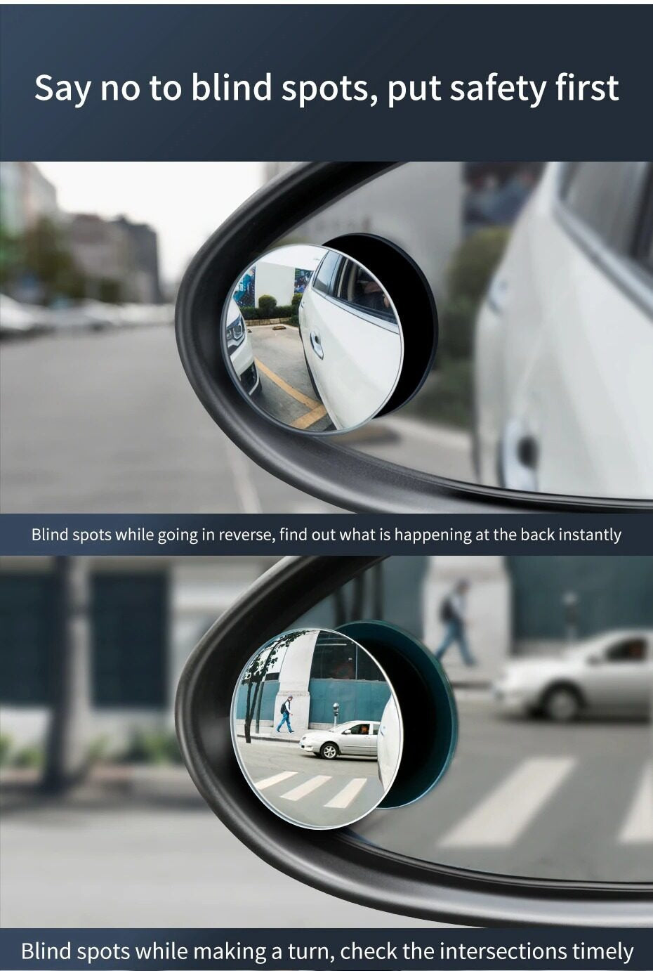 2Pcs Blind Spot Mirror for Car, 360 Degree Universal Rear View Wide-Angle Waterproof Blind Spot Lens