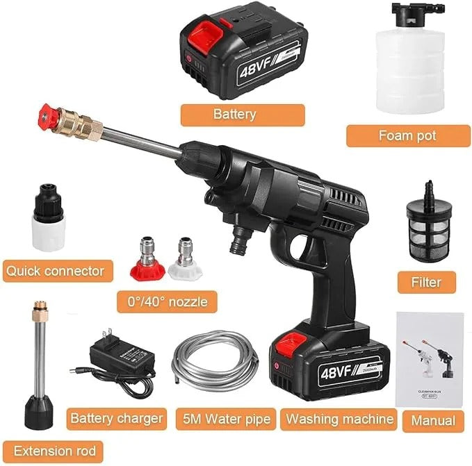 Automatic Cordless Wireless Car Wash Spray Gun High Pressure 48v Lithium Water Jet Foam Car Washer Gun ( Without Box)