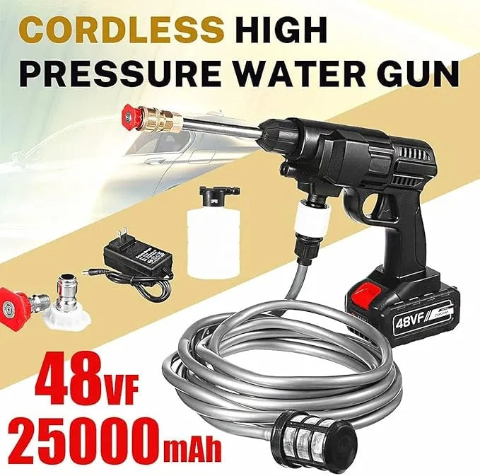 Automatic Cordless Wireless Car Wash Spray Gun High Pressure 48v Lithium Water Jet Foam Car Washer Gun ( Without Box)