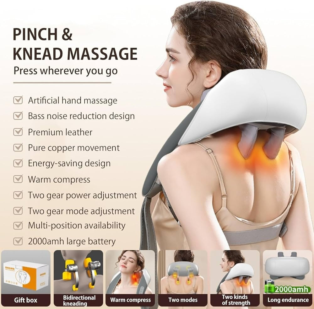 Electric Neck And Shoulder Massager Wireless Kneading Neck And Back Massage Pillow Neck Back Relaxing Massage Shawl (random Color)