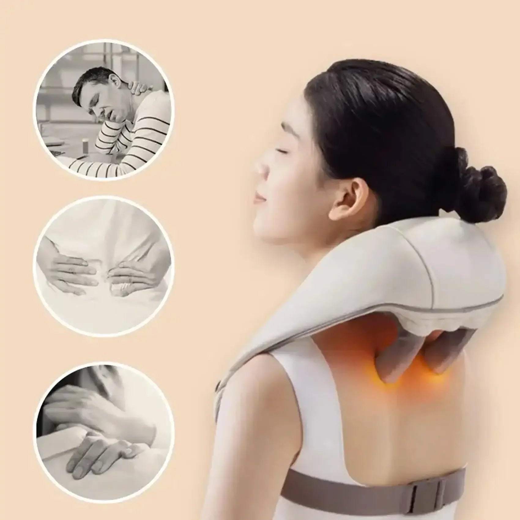 Electric Neck And Shoulder Massager Wireless Kneading Neck And Back Massage Pillow Neck Back Relaxing Massage Shawl (random Color)