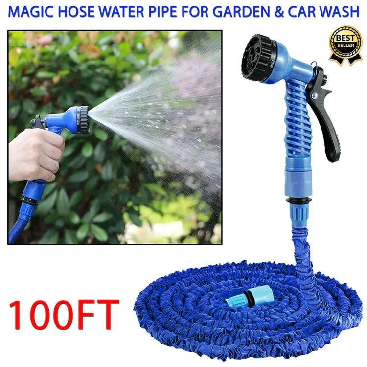 Multipurpose High Quality Easy to use Easy to store Multi function spray Length: 100 ft The Magic Hose Pipe